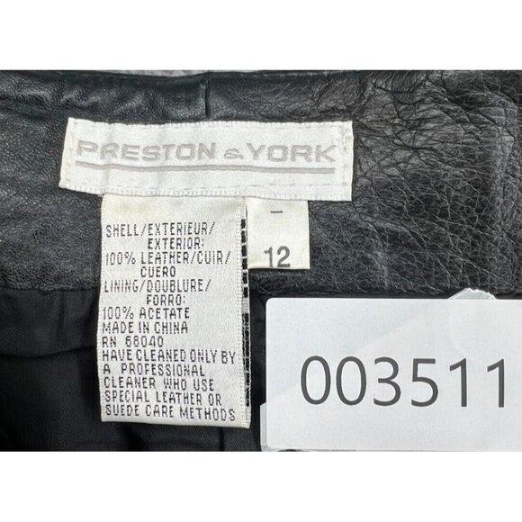 Vintage Preston & York Black 100% Leather Maxi Skirt Size 12 - Picture 9 of 9